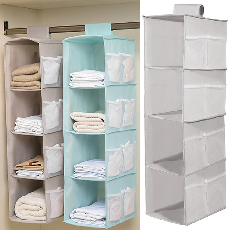 Shappy 4 Pack Hanging Closet Organizers and Storage, 6 Shelf Wide Dorm  Closet Sweater Clothes Hat Baseball Cap Organizer Hanging Storage Shelves