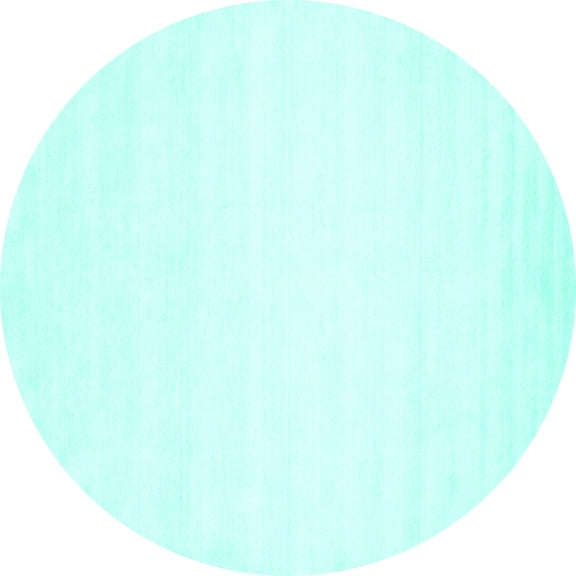 Ahgly Company Indoor Round Solid Turquoise Blue Modern Area Rugs, 4' Round