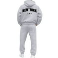 thumbnail image 4 of Aihuaihua Mens NEW YORK Tracksuit Full Set 2 Piece Tracksuit Hoodies with Sweatpants Track Jacket and Jogging Bottoms 2 Piece Outfits Light Gray S, 4 of 8