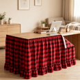 thumbnail image 5 of 6FT Red & Black Buffalo Plaid Ruffled Table Skirt, Woven Fabric Rustic Farmhouse Table Cover for Thanksgiving, Christmas Cabin Decor, Lodge Party, Dessert Table, 30 x 72 Inch, 5 of 7