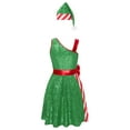 thumbnail image 6 of Aislor Womens Christmas Santa Claus Candy Cane Stripe Sequins Dance Dress with Hat Set Party Green XXL, 6 of 7