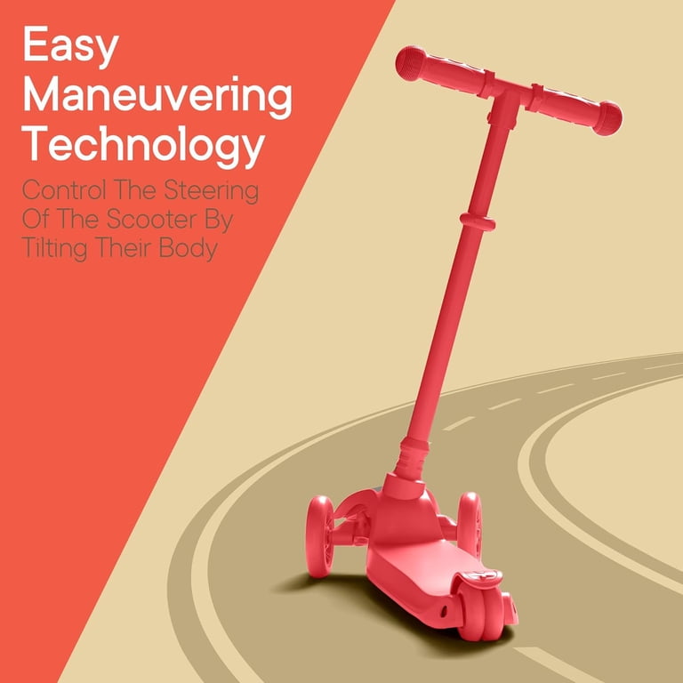 Red Mini 3 Wheel Scooter for Kids – Lean-to-Steer Kick Scooter