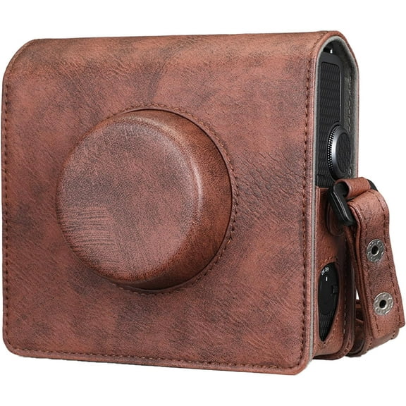 Fintie Case for Fujifilm Instax Wide EVO Camera - Premium Vegan Leather Protective Bag Cover with Removable Adjustable Strap, Vintage Brown