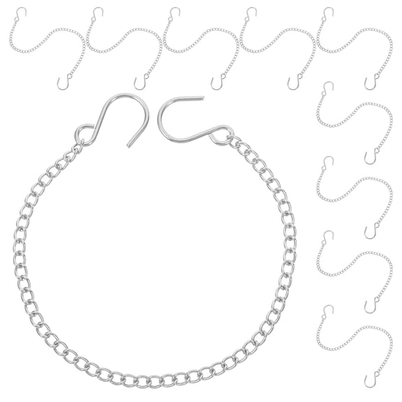 COMPUKAS 10pcs Decorative Chain Hanging Silver Stainless Steel Chain With Clip For Ornament Display
