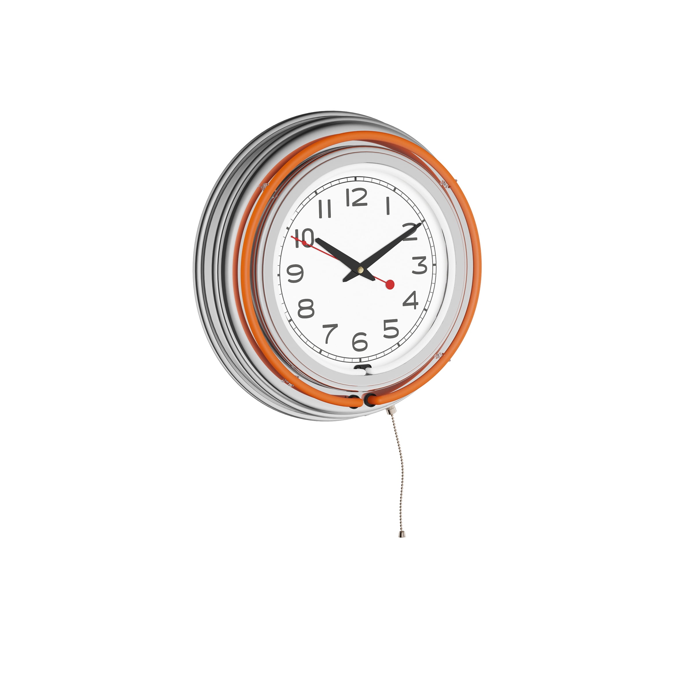14" Retro Neon Wall Clock, Double Light Ring Vintage Style Clock by Lavish Home
