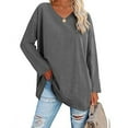 thumbnail image 2 of Blusa de mujer Ticfox Manga larga Jersey color puro, 2 of 6