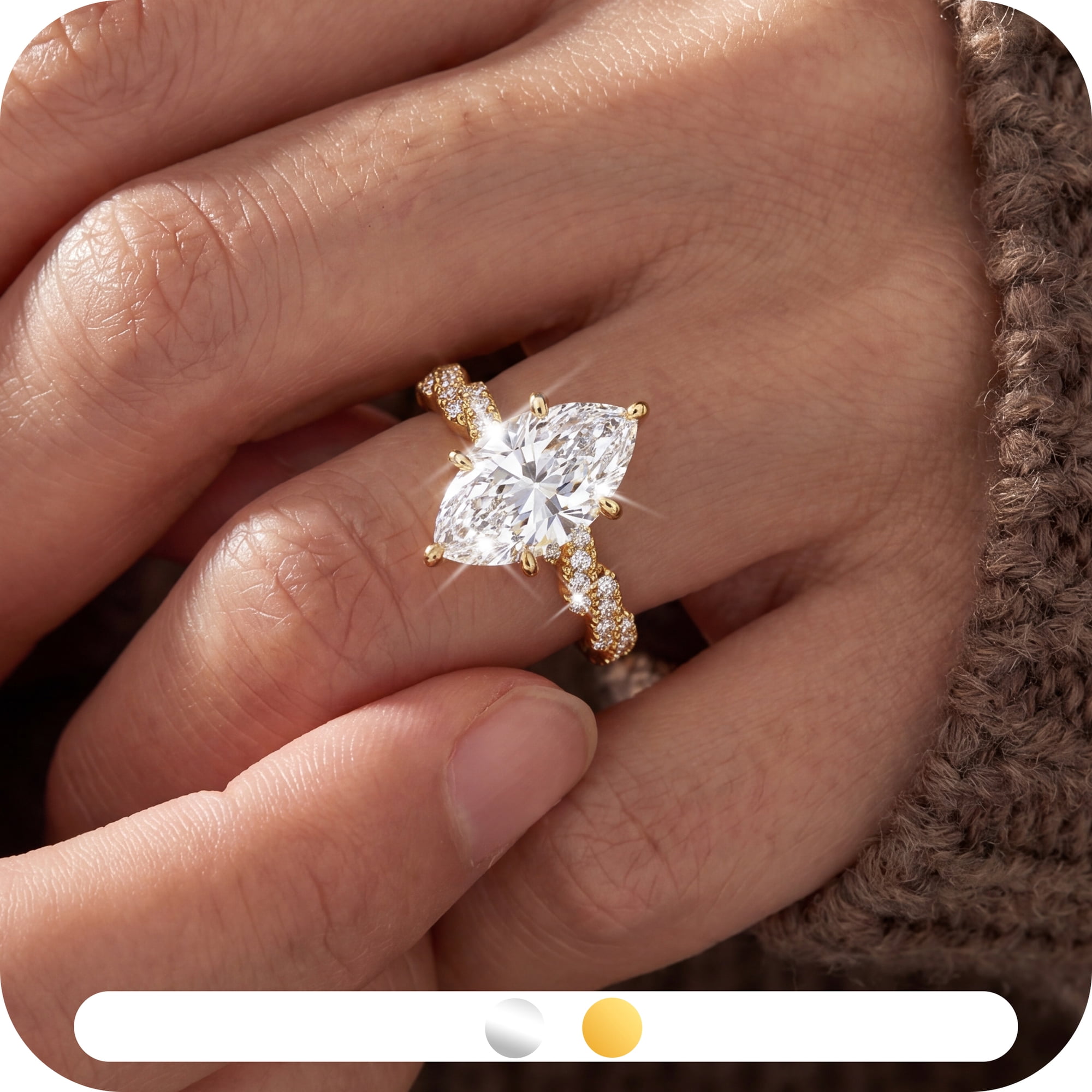 Yndra Marquise CZ Ring for Women,5A Cubic Zirconia Engagement Ring,18K Gold Plated Promise Ring,Dainty Wedding Jewelry Gift for Her Size 7