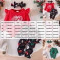 thumbnail image 4 of mgoYE My First Christmas Baby Girl Outfit Newborn Romper Skirts Pants Set Fall Winter Infant Christmas Dress Pant Clothes Headband(Pink,3-6 Months), 4 of 8