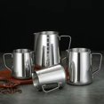 thumbnail image 1 of Taza de acero inoxidable para café con leche, boca puntiaguda engrosada y jarra de burbujas de leche graduada, taza de leche elegante, utensilios para café, 1 of 4