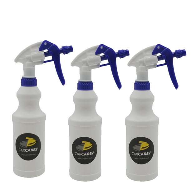 Carcarez Empty Plastic Spray Bottle Chemical Resistant 16 oz, pack of 3