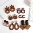 thumbnail image 2 of Pendientes colgantes AENSOA Boho de trenza de ratán de Madera geométricos para mujer, 2 of 5