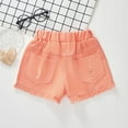 thumbnail image 4 of CYRBOKO Girls Denim Shorts, Solid Color Loose Ripped Summer Jean Shorts Orange Size 10-12T, 4 of 5