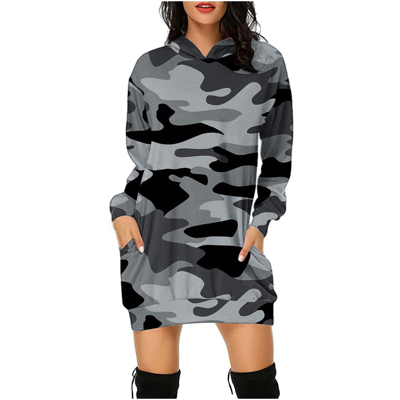 Sales Camouflage Sweatshirt Dress 