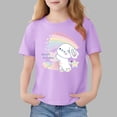 thumbnail image 2 of Piuwrlz Girl Graphic Shirts Tops Girls Short T-Shirts Sleeve Crew Neck Pullover Purple Size 11-12 Years, 2 of 7