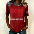 thumbnail image 2 of Women's 911 25th Anniversary Tshirt Patriotic Memorial Graphic Tee 9/11 25th Anniversary Tshirt We Will Never Forget Short Sleeve Tee, 2 of 5