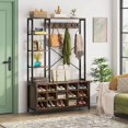 thumbnail image 2 of Tribesigns Entryway Bench with Coat Rack Hall Tree with Bench and Shoe Storage Shelves, Industrial Mudroom Bench with Shoe Storage and Coat Rack Hooks, Furniture for Hallway, Bedroom, 2 of 7