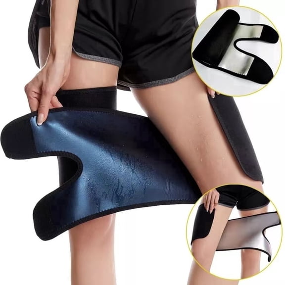 2-pack Sauna Sweat Thigh Trainer Wrap, Heat Trapping Leg Shaping Band Adjustable Compression Workout Thigh Support for Women
