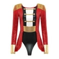 thumbnail image 4 of inhzoy Womens Sequins Circus Showman Bodysuit Festival Rave Jumpsuit Red S, 4 of 10