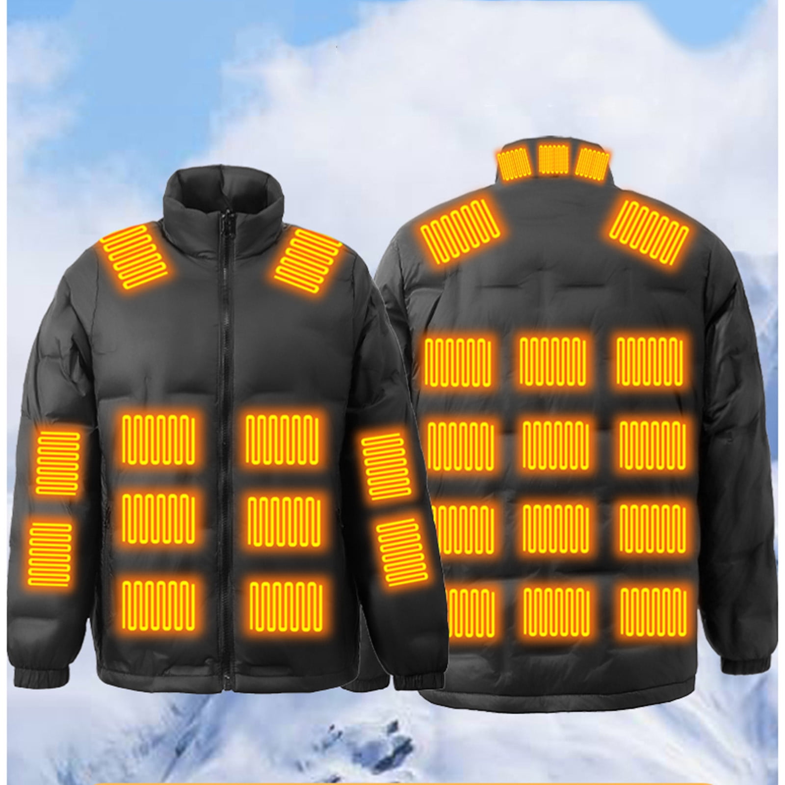Txeol Hi Vis Windbreaker Jackets for Men 29 Heating Zones USB Charging Hoodies with Pockets Outdoor Work Reflective Waterproof Raincoats,Green,XL