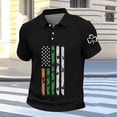 thumbnail image 4 of IWRICH Men's Plus Size Polo Shirts Waffle St. Patrick's Day Shamrock Short Sleeve Tees Casual Slim Fit Holiday Tops Black XXXXXL, 4 of 5