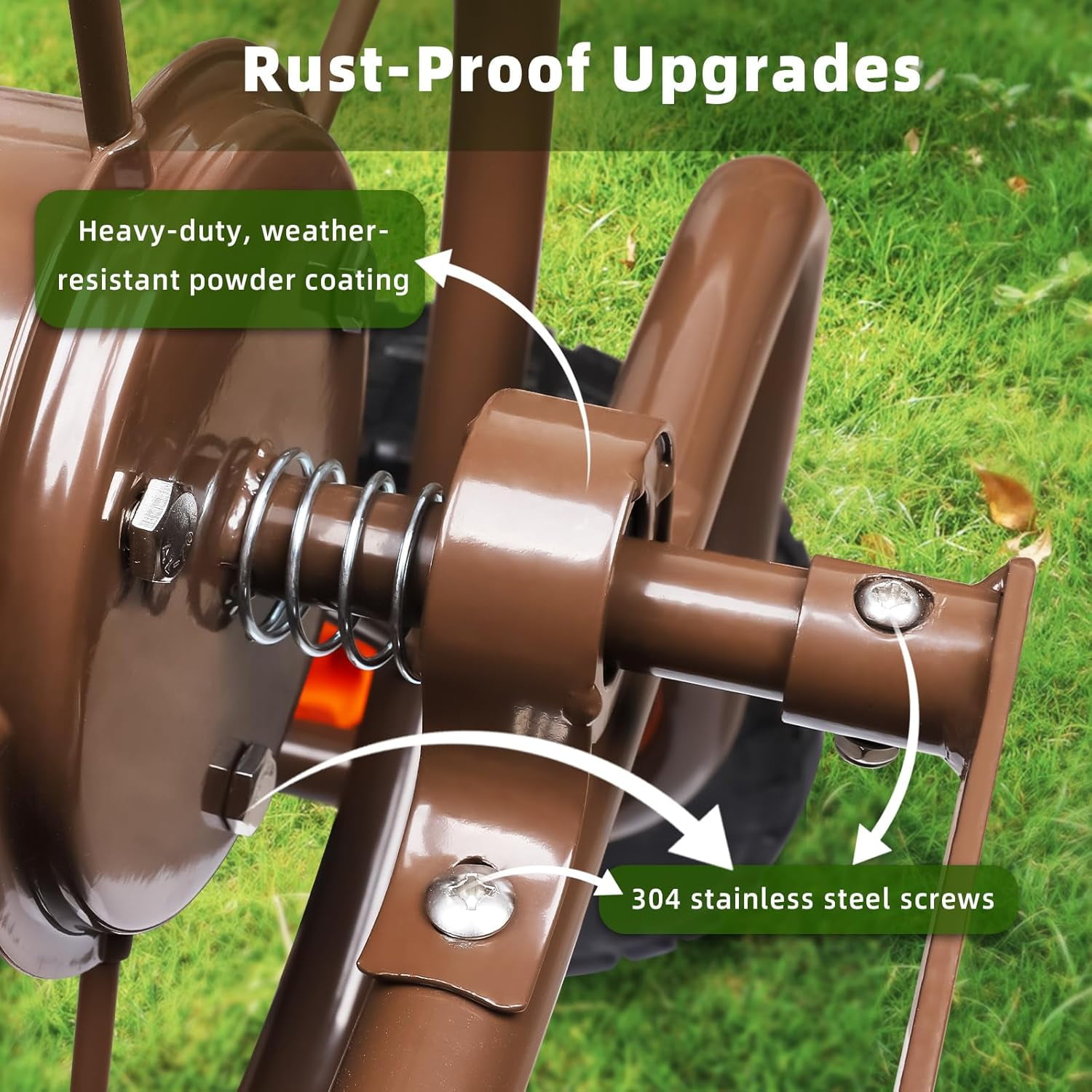 WERHAM 4-Wheel Garden Hose Reel Cart, Holds 300 ft 5/8" Hose, Heavy Duty for Yard Lawn Outdoor