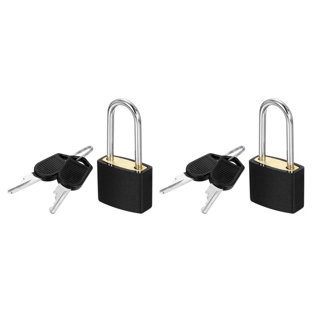 Candado Uxcell con llaves, (Negro) (2 Pcs), candados de aleación de zinc, impermeables y a prueba de óxido, adecuados para - unidad de almacenamiento/ equipaje/ garajes/ cercas/ taquilla de gimnasio