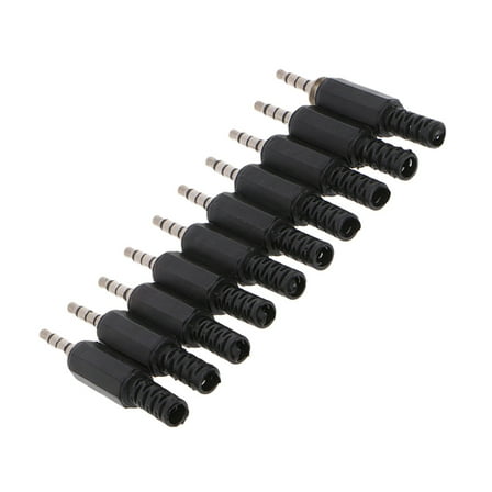 OUNONA 10pcs 35mm Soldering Type Headphone Audio Adapter Metal Black for DIY Audio Equipment