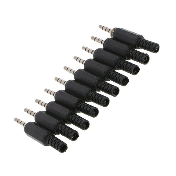 OUNONA 10pcs 35mm Soldering Type Headphone Audio Adapter Metal Black for DIY Audio Equipment