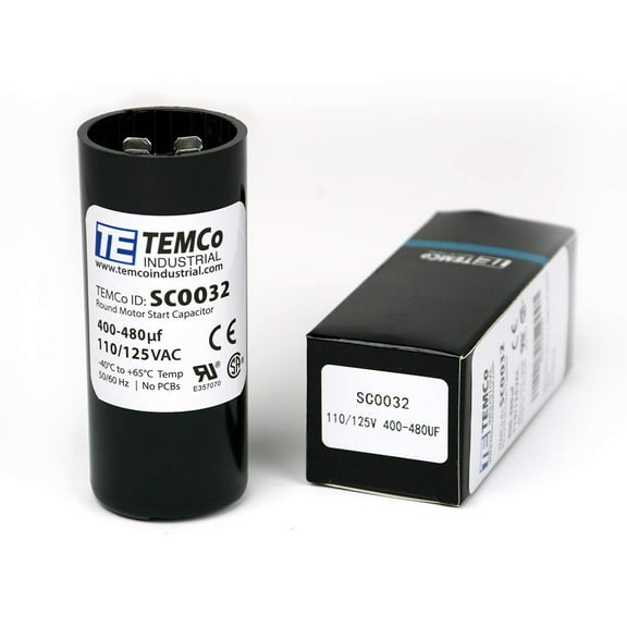 TEMCo 400-480 uF MFD CD60 Start Capacitor 110-125V AC Round | 50/60 Hz