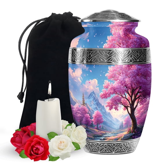 YATSKIA Mountain Large Urns for Human Ashes Adult Mother and Father, Decorative Memorial Urn for Adult Ash, (200 Cubic, Large 10 Inch)