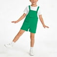 thumbnail image 5 of QATAINLAV Kids Bib jumpsuits Summer Casual Loose Fit Spaghetti Strap Shorts Overall Rompers Solid Color Shortalls with Pockets, Green, 7-8 Years, 5 of 8