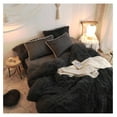 thumbnail image 4 of TiaGOC Luxury Plush Shaggy Duvet Cover Set, Black Comforter Cover Sets 3 Pieces(1 Faux Fur Duvet Cover +2 Pillowcases) Fluffy Black Bedding Sets,Solid Color (Black, Queen), 4 of 9