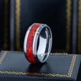 thumbnail image 2 of 8mm Tungsten Wedding Band - Synthetic Fire Opal Inlay Beveled Edge Comfort Fit Tungsten Ring - TN886WAs10, 2 of 4