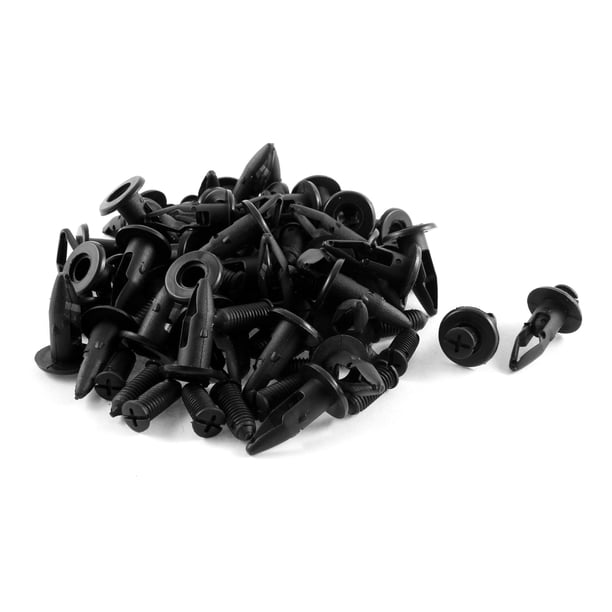 50Pcs 10mm Agujero Grapa de Paragolpes de Coche Tornillo Plástico Negro