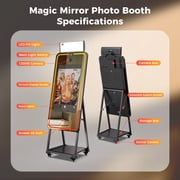 Magic Mirror Photo Booth Machine with 12MP 4K HD Camera, 32 Interactive Touchscreen,Instant Print Share Photo Booth,CHACKTOK VIP,Remote Control RGB Rlight,Perfect for Parties(Android,Flight Case)