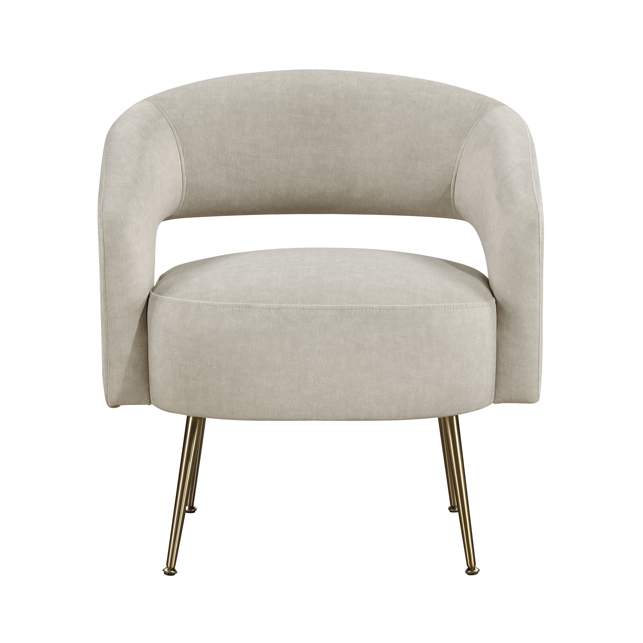 OakvillePark Arcluna Velvet Accent Chair with Metal Legs, Taupe