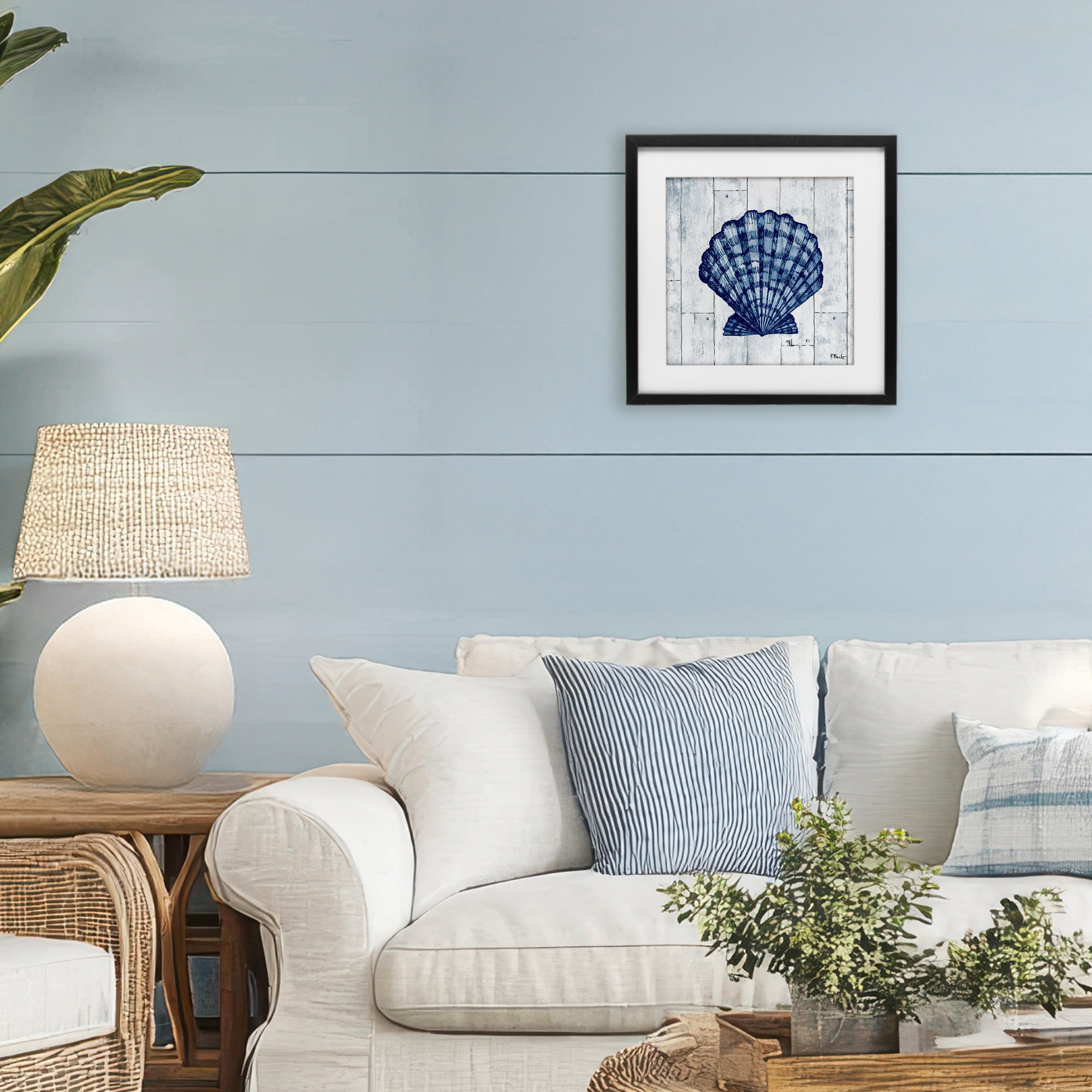 Stupell Industries Coastal Timberland Scallop Black Framed Print Under Glass, design by Paul Brent