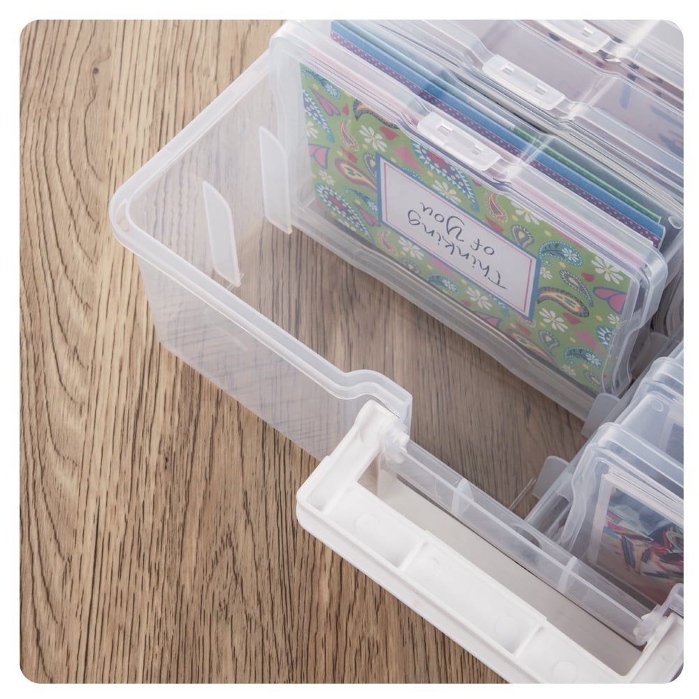 Clear Photo Organizers and Photo Storage Box with Handle, 16pcs 4x6in samll boxes inside