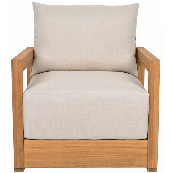 Safavieh Jackson Scandinavian Wood and Fabric Armchair, Natural/Taupe