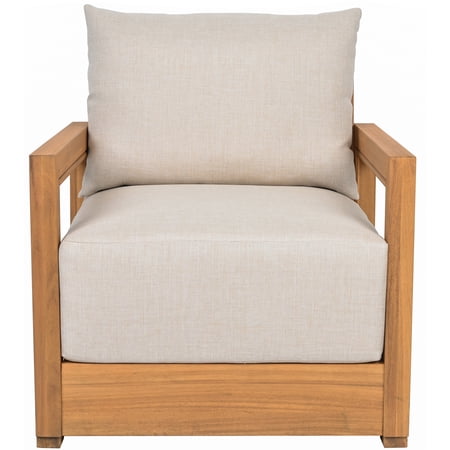 Safavieh Jackson Scandinavian Wood and Fabric Armchair, Natural/Taupe