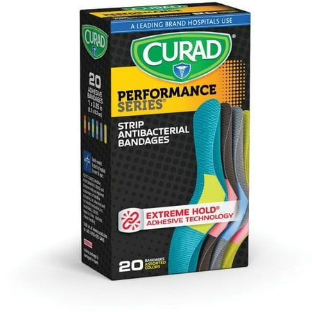 Curad Performance Series Colored Antibacterial Fabric Bandages 20CT