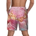 thumbnail image 2 of Haiem Abstract Pink Gold Splash Mens Swim Trunks with Compression Liner 2 in 1 Swimming Shorts Stretch Swimwear Quick Dry,Board Shorts-Small, 2 of 9