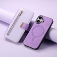 thumbnail image 2 of ELEHOLD Leather Magnetic Case For iPhone 16 Plus Shockproof Kickstand Cover, with Detachable RFID Zipper Card Holder Walllet, Ring, MagSafe Compatible, Full Body Protection, Purple, 2 of 12