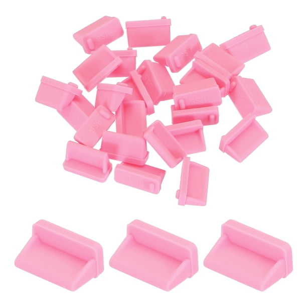 25 piezas de tapones de puerto USB tipo A, cubiertas de silicona, protectores contra el polvo para el extremo hembra USB, rosa