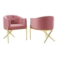 thumbnail image 2 of Modway Savour Contemporary Velvet Floral Armchairs, Pink, 2 of 8