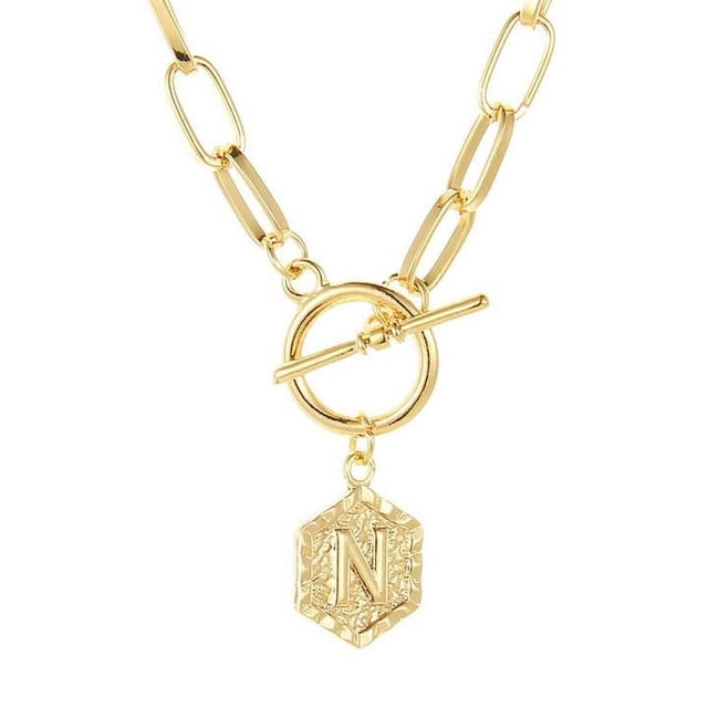 Bilqis Chaîne Pendentif Lettre Anglaise 26 Deals, Collier Rétro Paperclip Hexagone