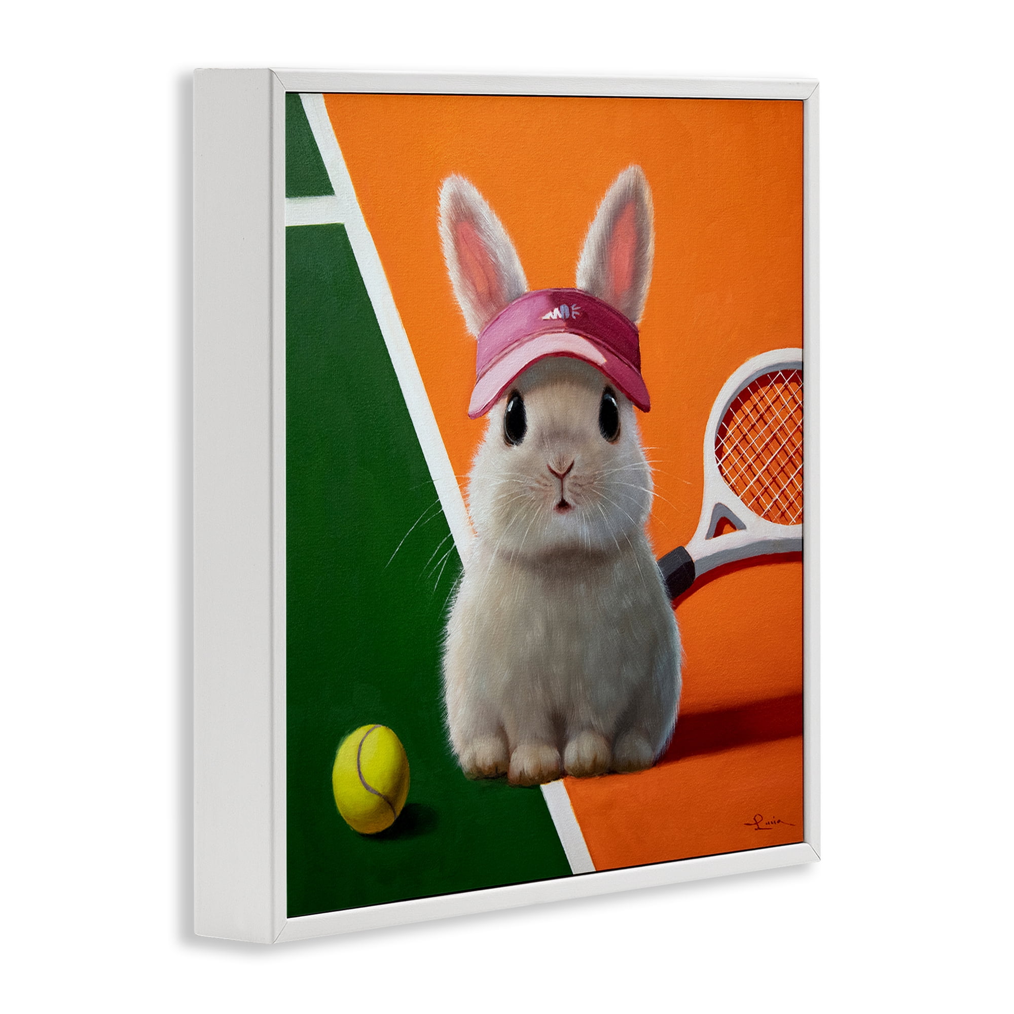 Stupell Industries Match Ready Tennis Bunny White Framed Giclee Art, design by Lucia Heffernan