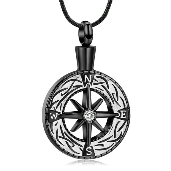 Celtic Knot Compass Urn Necklace for Ashes Vintage Cremation Pendant Stainless Steel Memorial Urn Jewelry Keepsake Holder Necklace