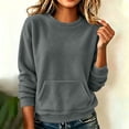thumbnail image 2 of dazeni Fuzzy Fleece Long Sleeve Tops for Wome Solid Casual Sweatshirts Lightweight Soft Fluzzy Plush Crewneck Sweatshirts Fall Pullover Gray XX-Large, 2 of 7