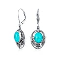 thumbnail image 2 of Bling Jewelry Womens Western Floral Bezel Set Stabilized Turquoise Dangle Earrings Sterling Silver, 2 of 5
